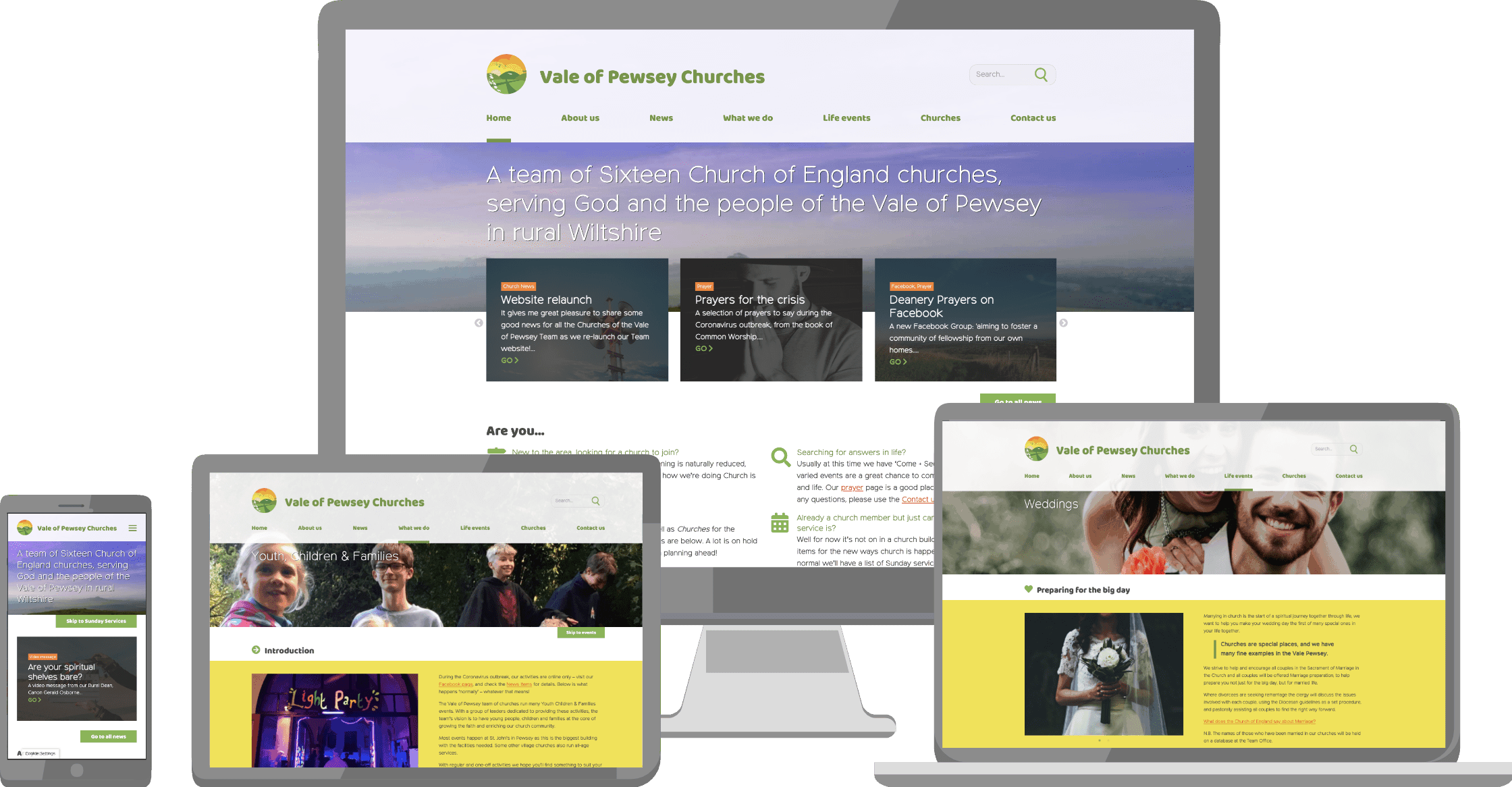 Vale of Pewsey Team website on a variety of devices