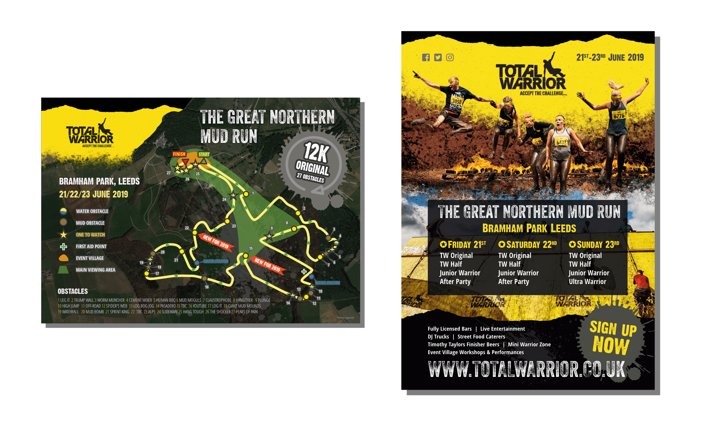 Route maps and posters for Total Warrior